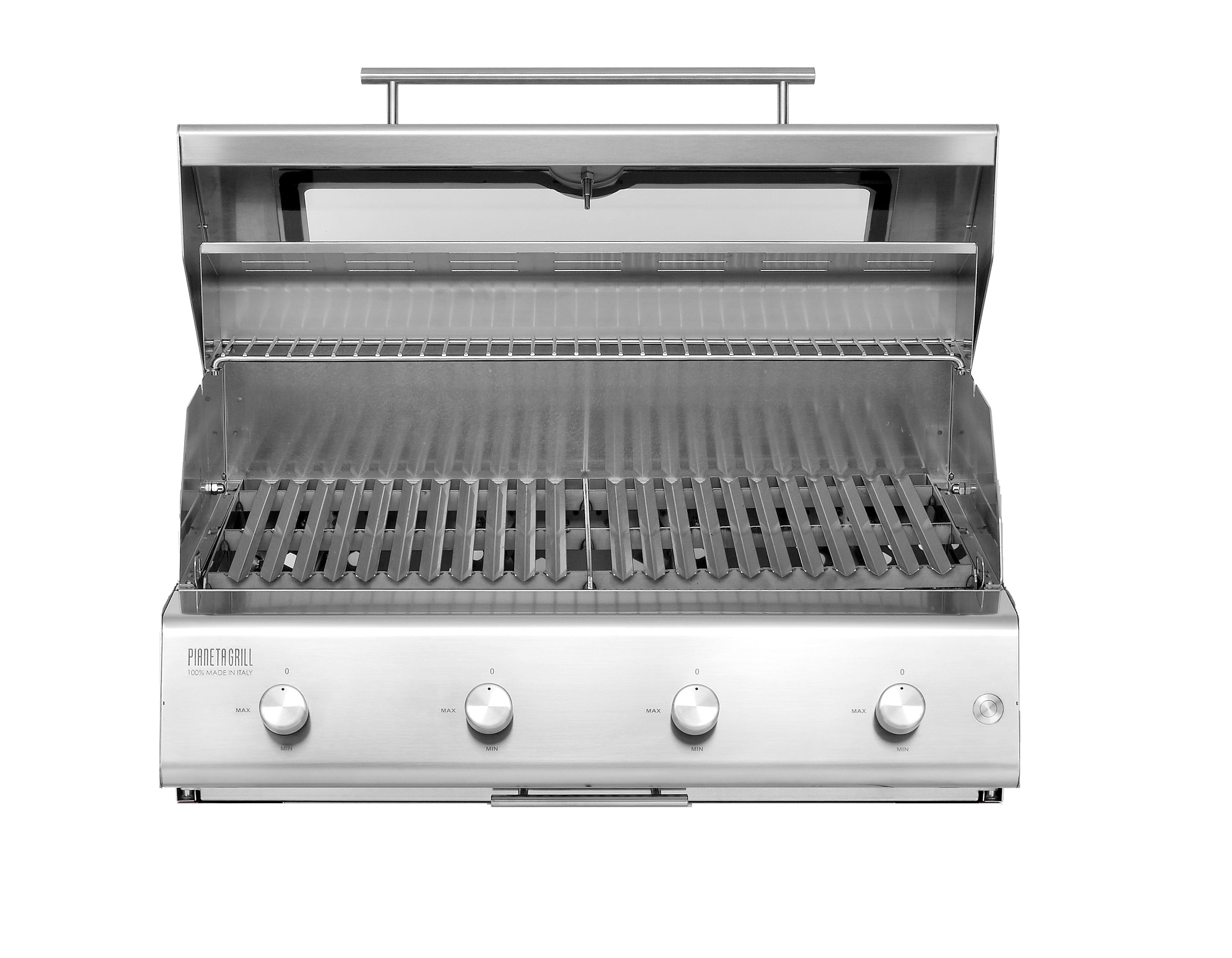 Barbecue a gas Fry Top 750 Basic da appoggio 4 bruciatori griglia scolo a V